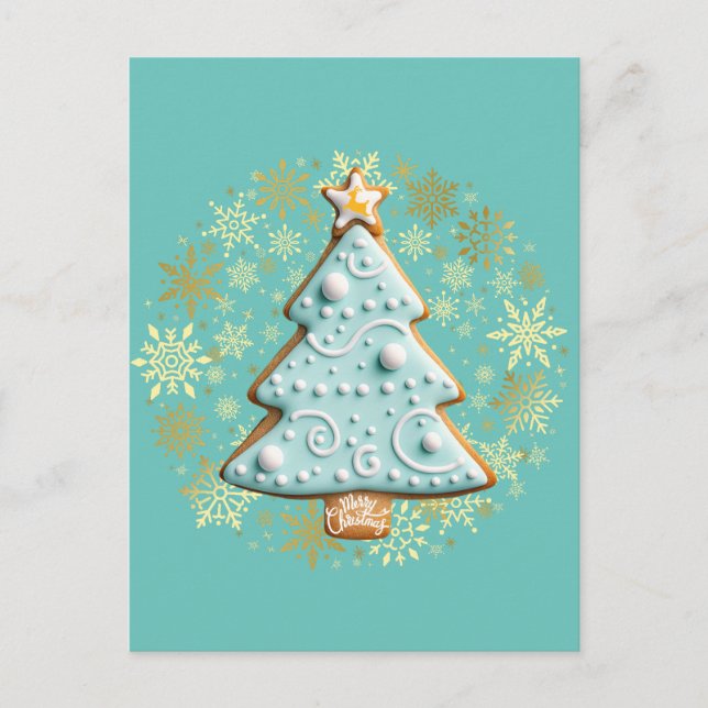 Gingerbread Cookie, Christmas Tree Postcard (Front)
