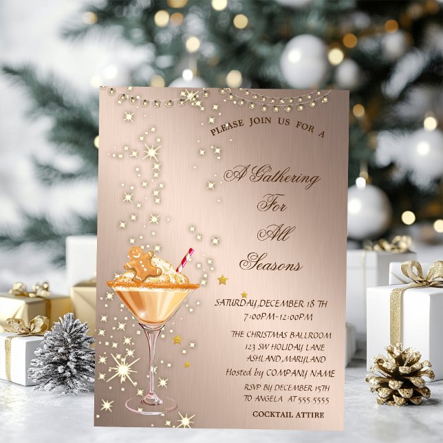 Gingerbread Cookie Drink Rose Gold Seasons  Invitation (Creator Uploaded)