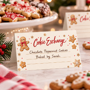 Gingerbread Cookie Exchange Blank Folded Place Car Card