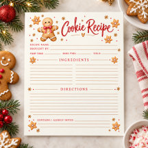 Gingerbread Cookie Exchange Christmas Recipe Sheet