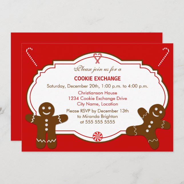 Gingerbread Cookie Exchange Party Invitation (Front/Back)