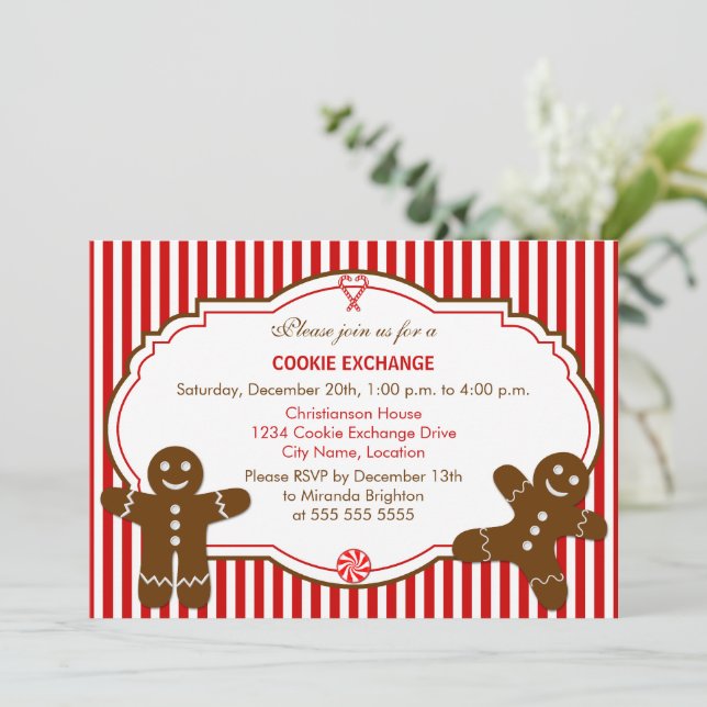 Gingerbread Cookie Exchange Party Invitation (Standing Front)