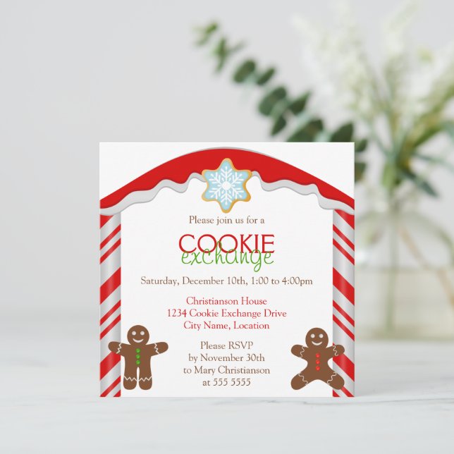 Gingerbread Cookie Exchange Party Invitation (Standing Front)