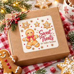 Gingerbread Cookie Exchange Sweet Treats Square St Sticker