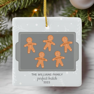 Gingerbread Cookie Family Personalised Ceramic Ornament