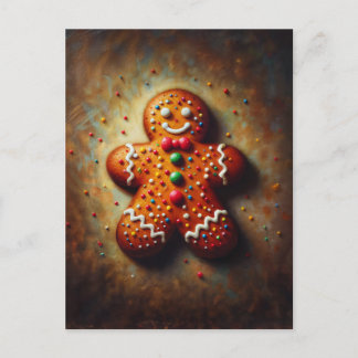 Gingerbread Cookie Festive Painting Postcard
