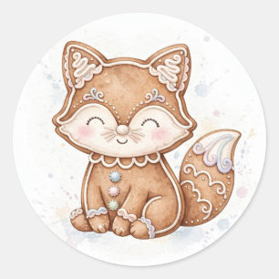 Gingerbread Cookie Fox Christmas Classic Round Sticker