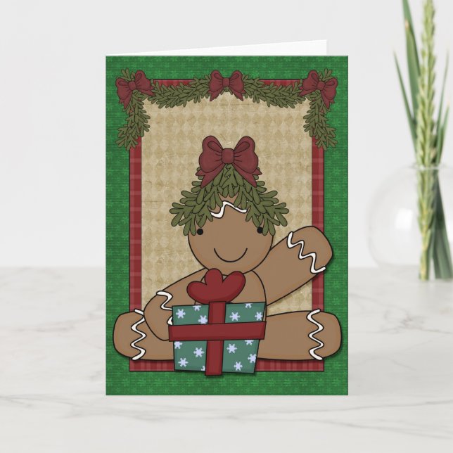 Gingerbread Cookie - Girl Holiday Card (Front)