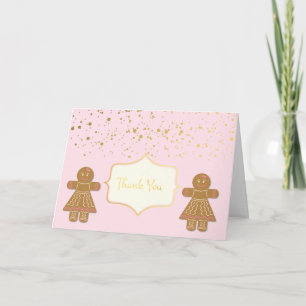 Gingerbread Cookie Girls Christmas Thank You Card