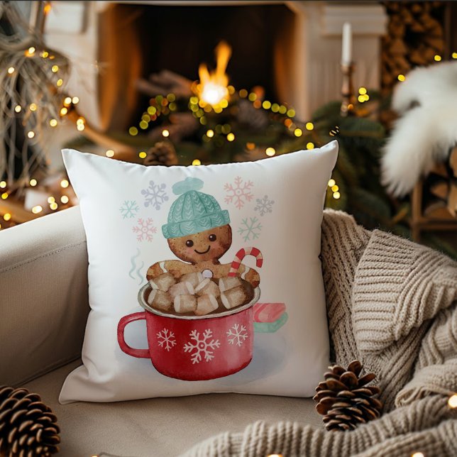 Gingerbread Cookie Hot Chocolate Christmas Throw P Cushion (Creator Uploaded)