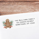 Gingerbread Cookie Return Address<br><div class="desc">This gingerbread cookie return address label features a watercolor gingerbread man and festive foliage and berries. 
Easily customisable. 
Original Watercolor © Michele Davies.</div>