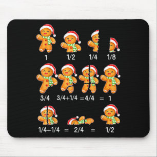 Gingerbread Cookie Santa Hat Fraction Math Teacher Mouse Pad