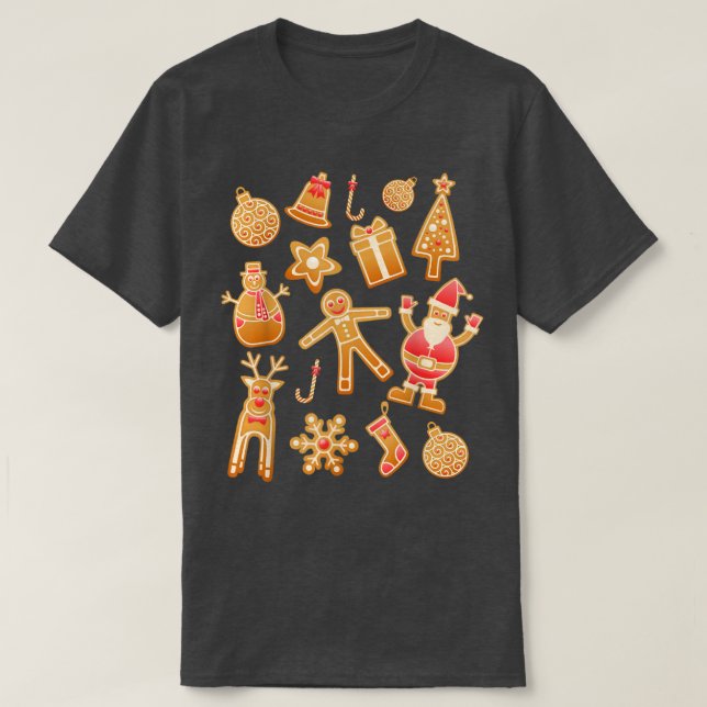 Gingerbread Cookie Tray Christmas Baking Lovers  T-Shirt (Design Front)