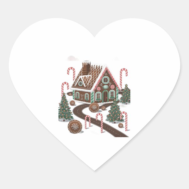 Gingerbread Cookie Wonderland Heart Sticker (Front)