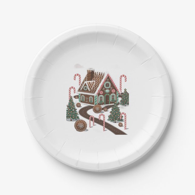 Gingerbread Cookie Wonderland Paper Plate (Front)