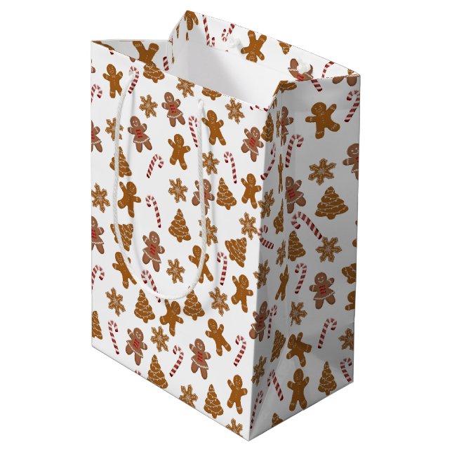 Gingerbread Cookies and Candy Canes  Medium Gift Bag (Back Angled)