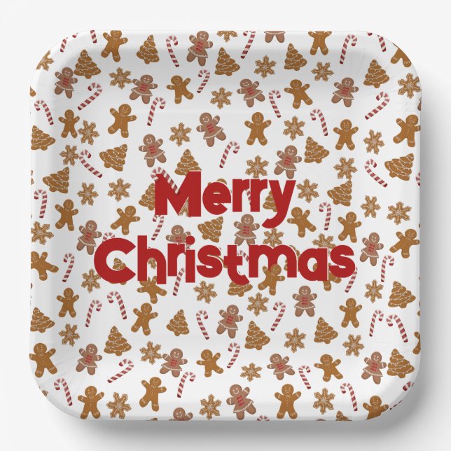 Gingerbread Cookies and Candy Canes  Paper Plate (Front)