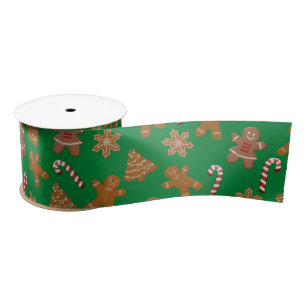 Gingerbread Cookies and Candy Canes Satin Ribbon