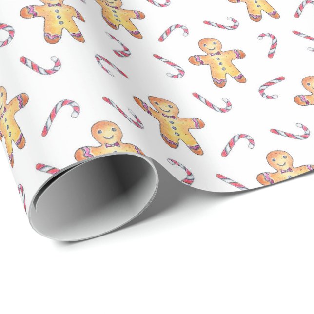 Gingerbread cookies and lollipop pattern  wrapping paper (Roll Corner)