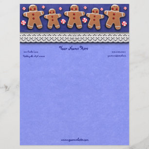 Gingerbread Cookies Candies Blue Personalised Letterhead