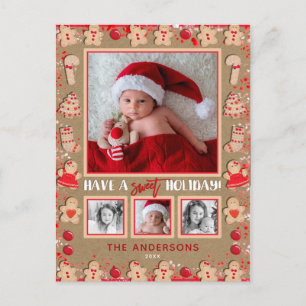 Gingerbread Cookies Christmas 4 Photo Holiday Postcard