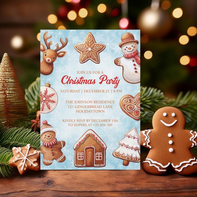 Gingerbread Cookies Christmas Party Invitation (Creator Uploaded)