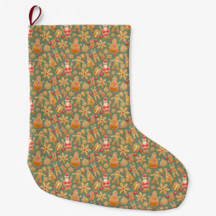 Gingerbread/cookies/Christmas patterned Large Christmas Stocking
