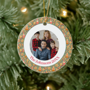 Gingerbread Cookies Christmas Photo Ceramic Tree Decoration