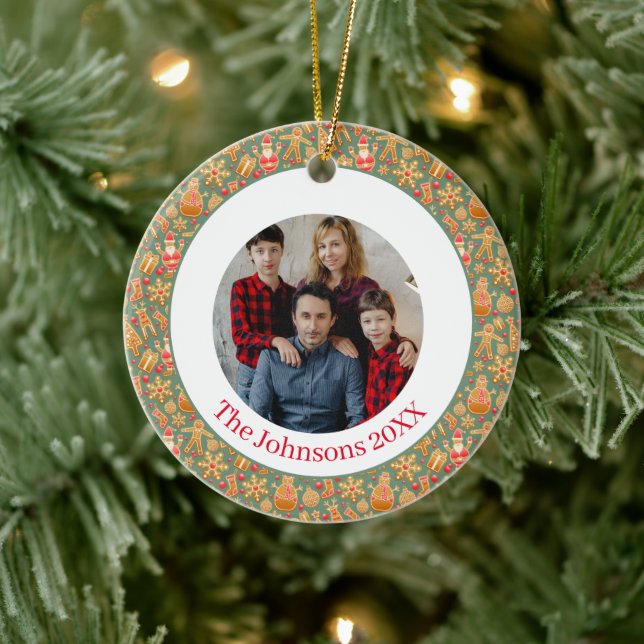 Gingerbread Cookies Christmas Photo Ceramic Tree Decoration (Tree)