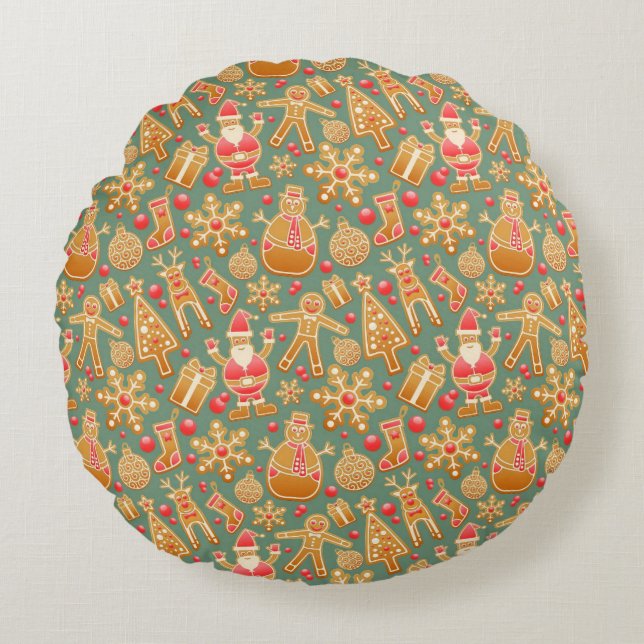 Gingerbread/cookies/Christmas Round Cushion (Front)