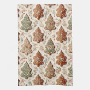 Gingerbread Cookies - Christmas Trees & Stars Tea Towel