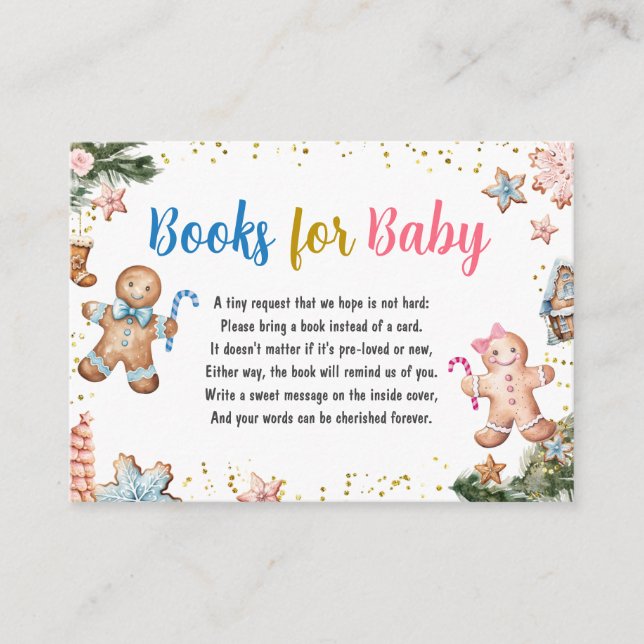Gingerbread Cookies Gender Reveal Books For Baby Enclosure Card (Front)