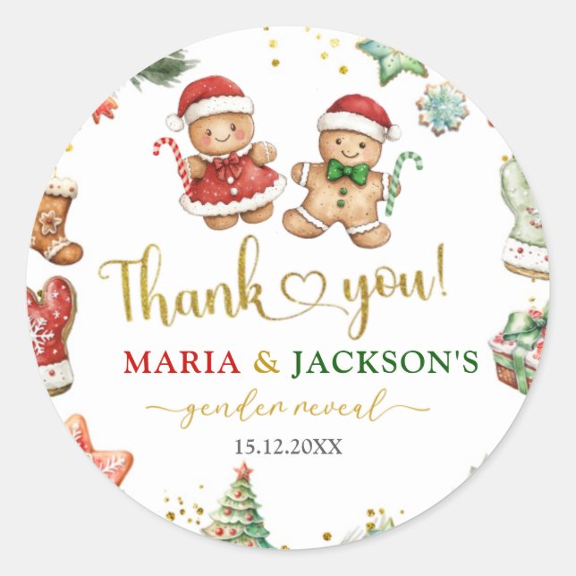 Gingerbread Cookies Gender Reveal Favour Tags (Front)