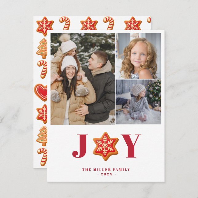 Gingerbread Cookies Joy Holiday Multi Photo Card (Front/Back)