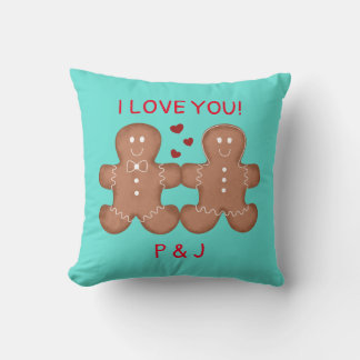 Gingerbread cookies man and girl in love custom cushion