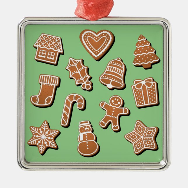 Gingerbread Cookies Metal Tree Decoration (Front)