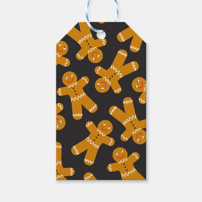 Gingerbread Cookies on black  Gift Tags (Front)