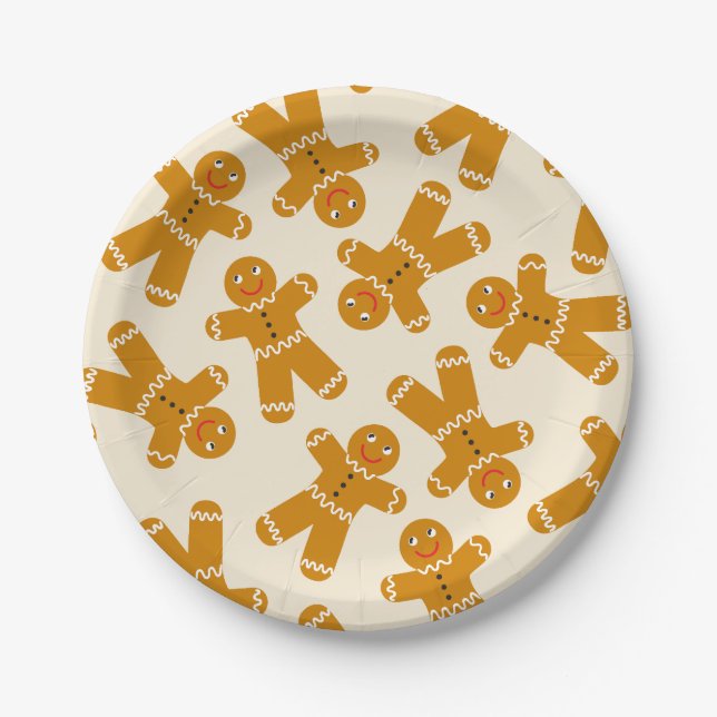 Gingerbread Cookies on cream  Paper Plate (Front)