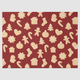 Gingerbread Cookies on Red Dots Pattern Holiday Tissue Paper