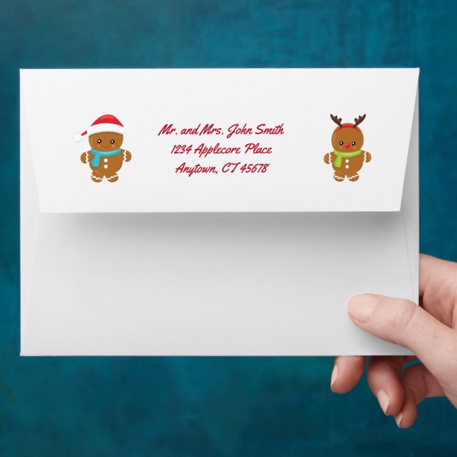 Gingerbread Cookies Personalised Return Address Envelope (Hand)