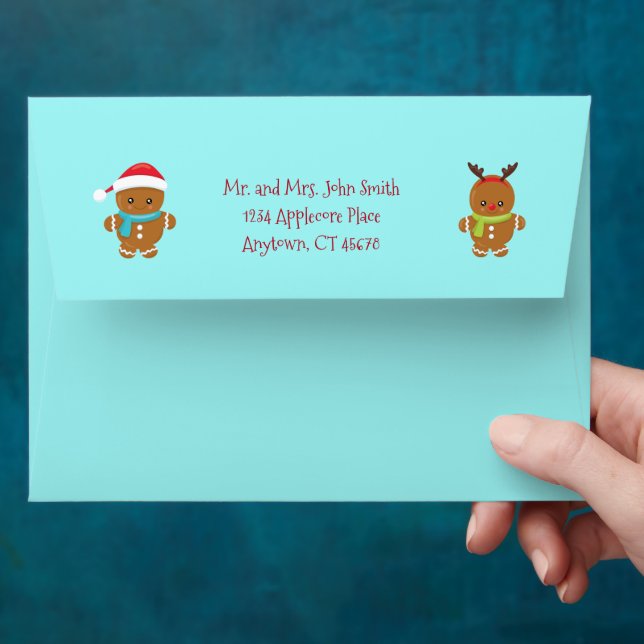 Gingerbread Cookies Personalised Return Address Envelope (Hand)