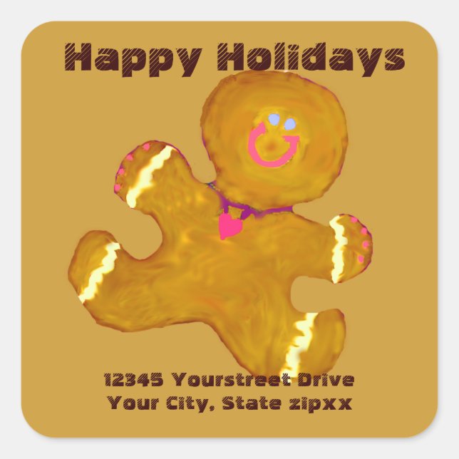 Gingerbread Cookies return address Square Sticker (Front)