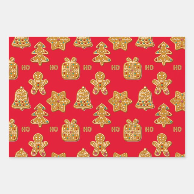 Gingerbread Cookies Wrapping Paper Sheet (Front)
