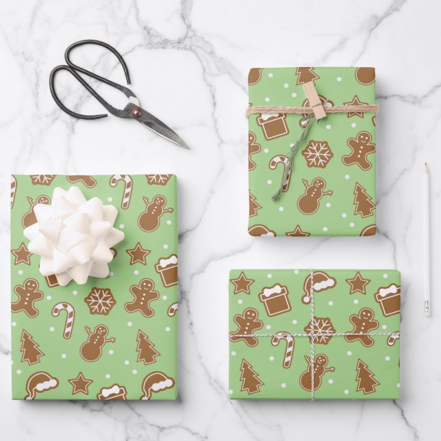 Gingerbread Cookies Wrapping Paper Sheet (Front)