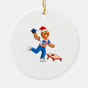 Gingerbread Cornhole Christmas 2026 Holiday Tailga Ceramic Tree Decoration