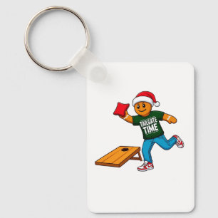 Gingerbread Cornhole Christmas Sport Holiday Key Ring