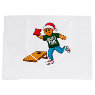 Gingerbread Cornhole Christmas Sport Holiday Large Gift Bag