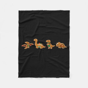 Gingerbread Costume Dinosaur Christmas Cookie Baki Fleece Blanket