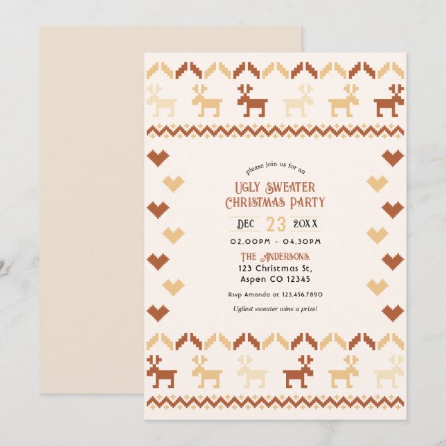 Gingerbread Cosy Ugly Sweater Christmas Party Invitation (Front/Back)