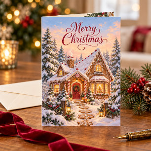 Gingerbread Cottage Merry Christmas Card